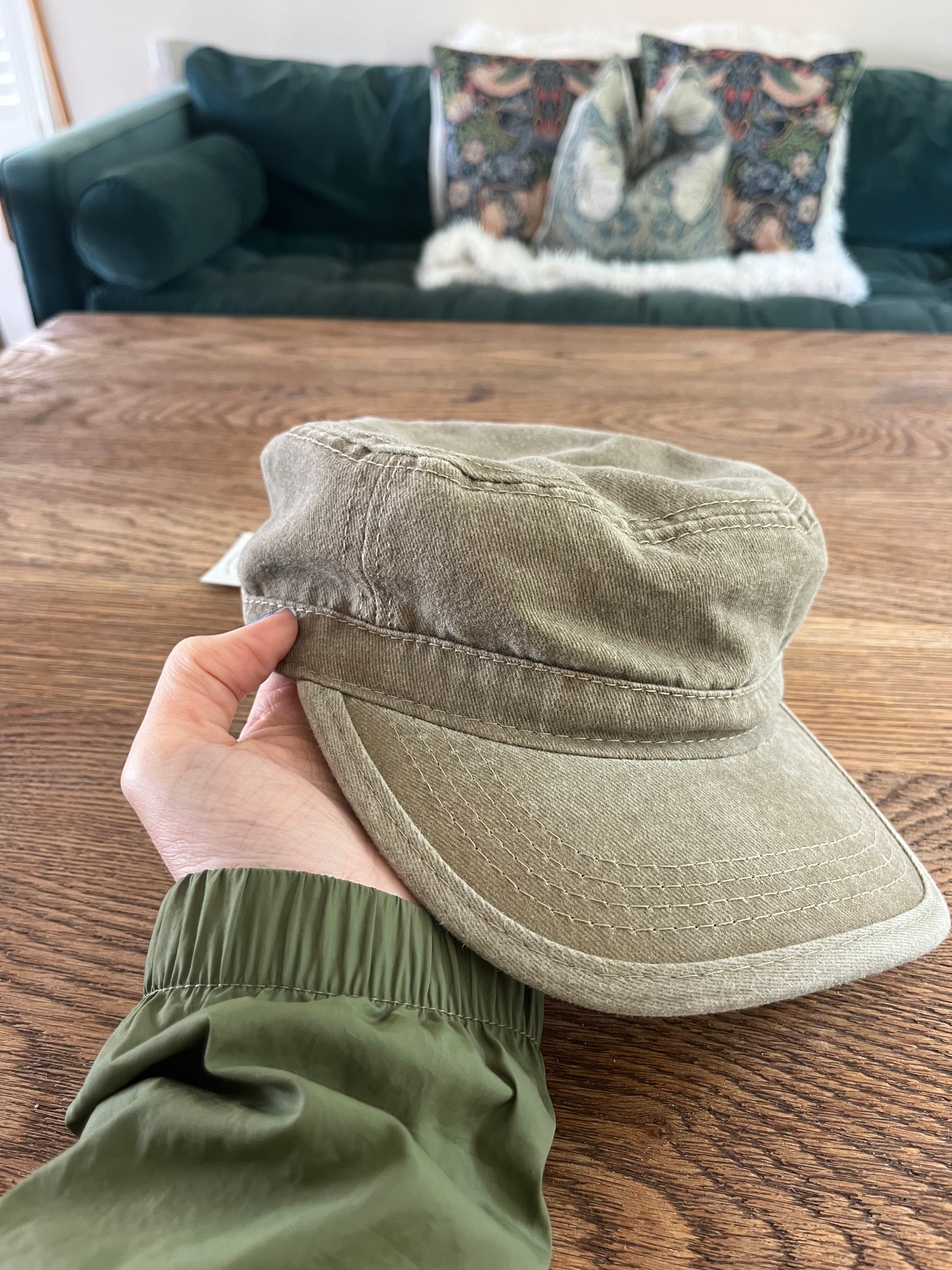 Beige Washed Denim Cadet CHAT Cap