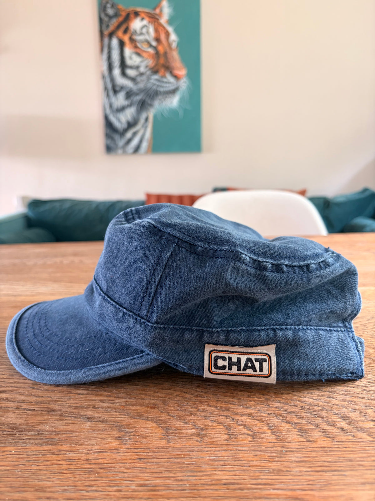 Blue Y2K vintage style cadet chat cap