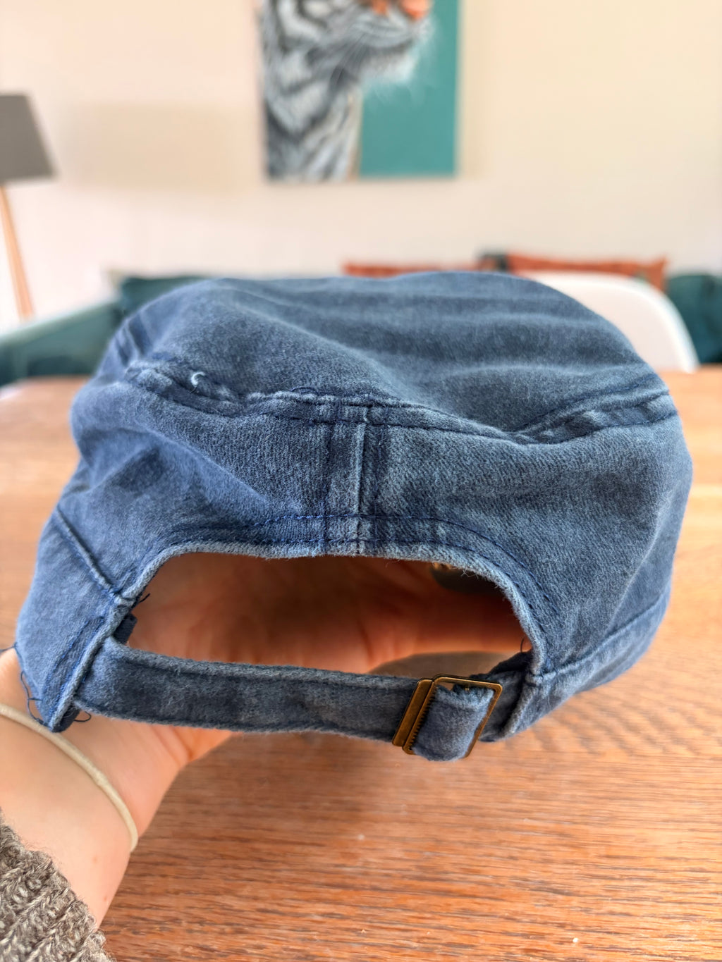 Blue Y2K vintage style cadet chat cap
