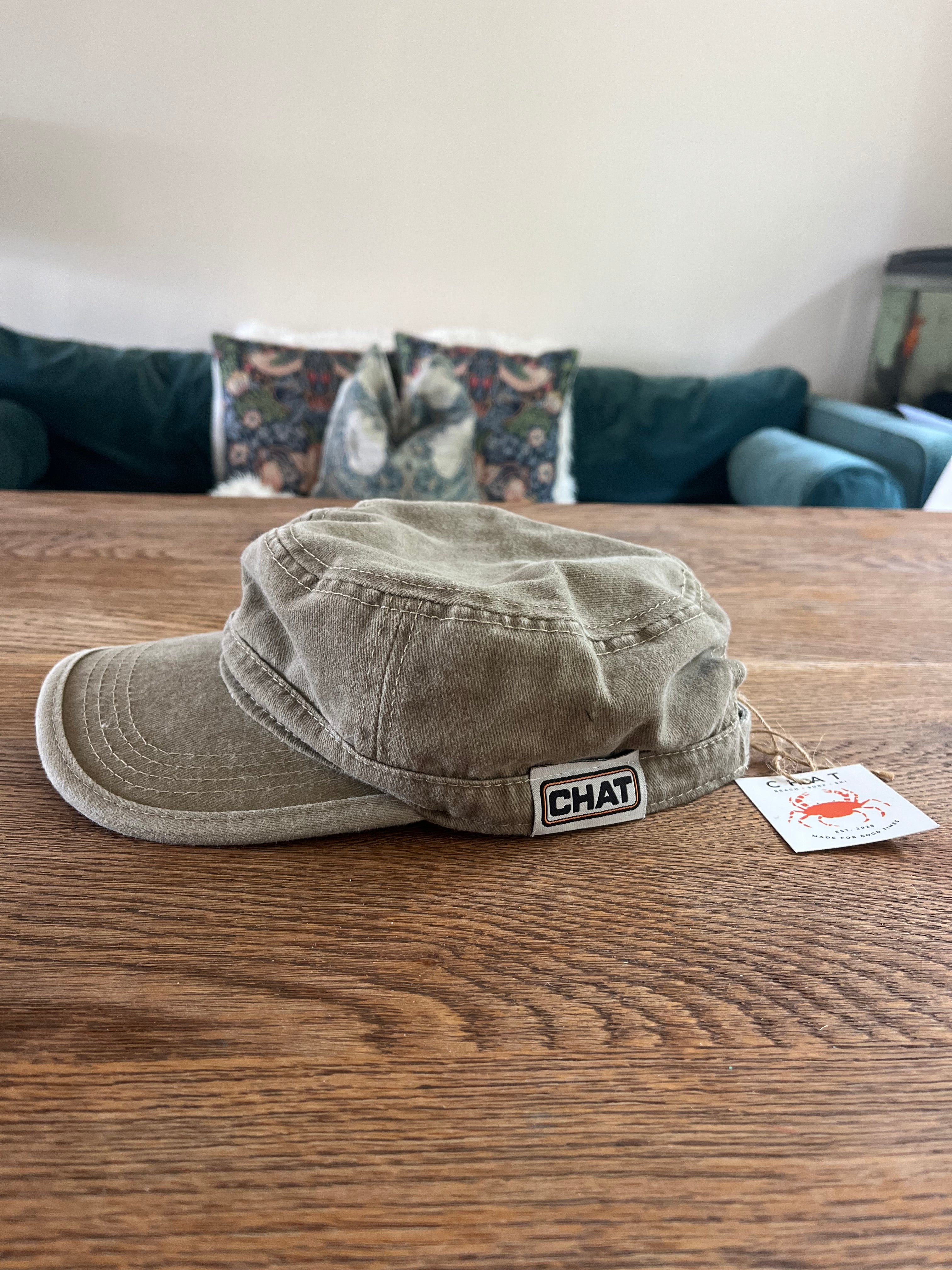 Beige Washed Denim Cadet CHAT Cap